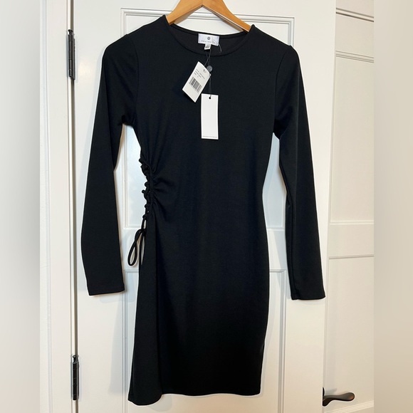 Socialite Long Sleeve Side Cutout Minidress Size Small Color Black Dress (Small) - Picture 2 of 5